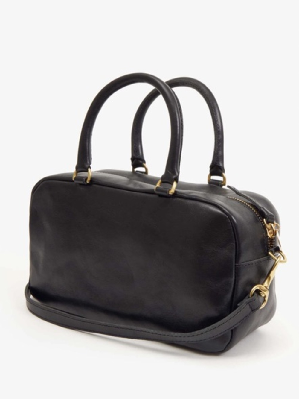 Clare V. PETITE CLAUDE, RUSTIC BLACK Classic Black Leather, Timeless Carryall